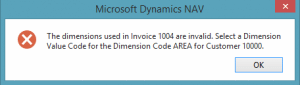 Customer with Same Code Dimension Error Message